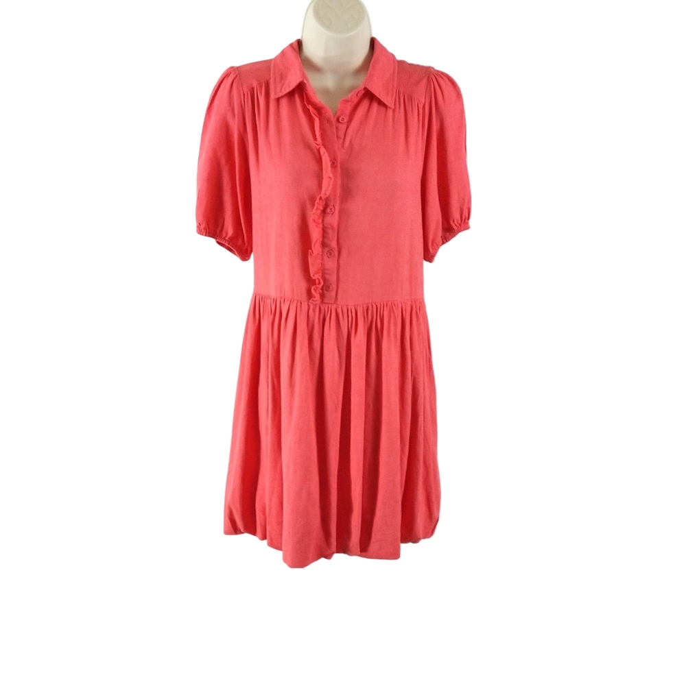 Umgee Coral Mini Dress with Button Detail
